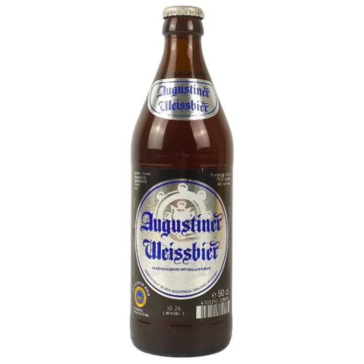 Augustiner Weissbier beer bottle on a white background