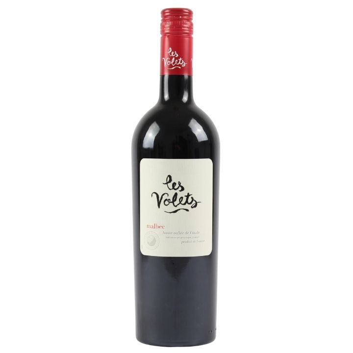Wine bottle with 'Les Volets' label on a white background