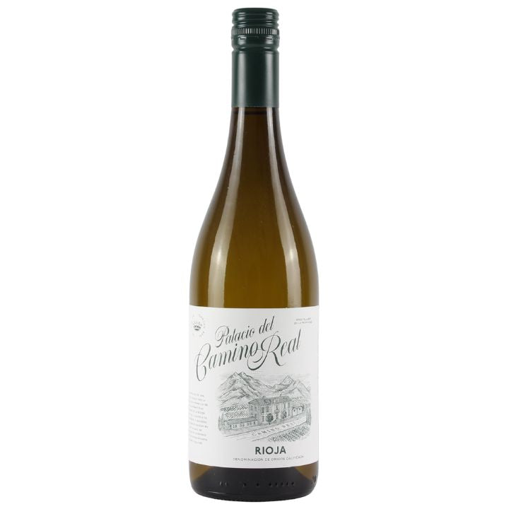 Wine bottle with a label on a white background