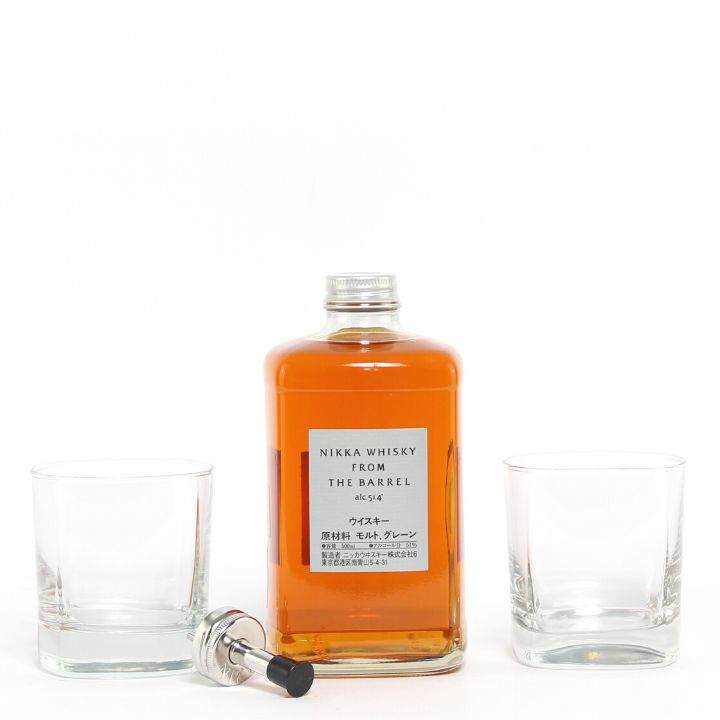 Nikka from the Barrel Gift Pack inc. 2 Glasses with pourer (50cl, 51.4%) Bottle & Glasses out of the box