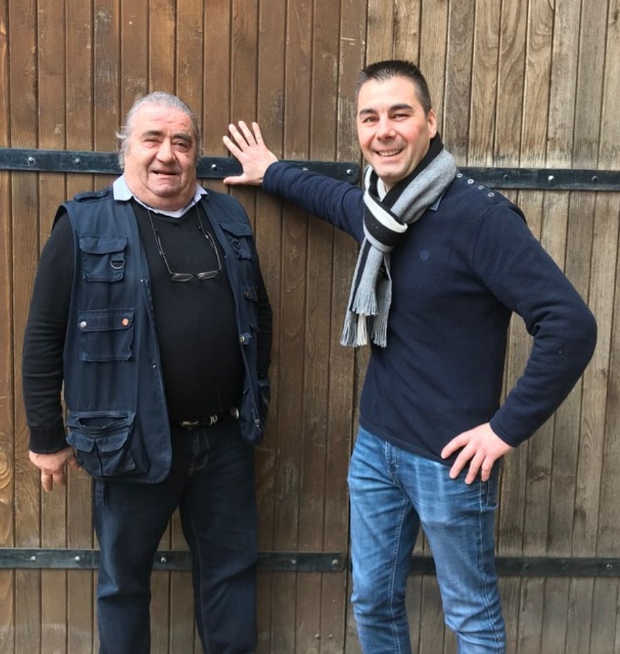 Landry and Samuel Colonge outside their cellars