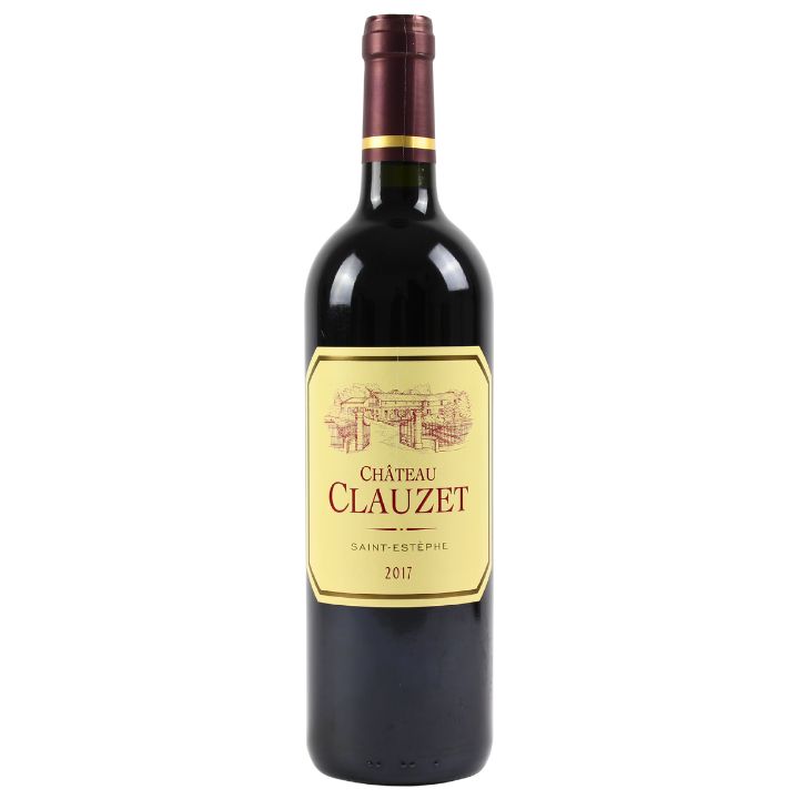 Wine bottle with Château Clauzet label on a white background