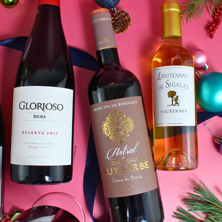 Christmas Party Case Rioja Reserva, Bordeaux, Sauternes Close Up