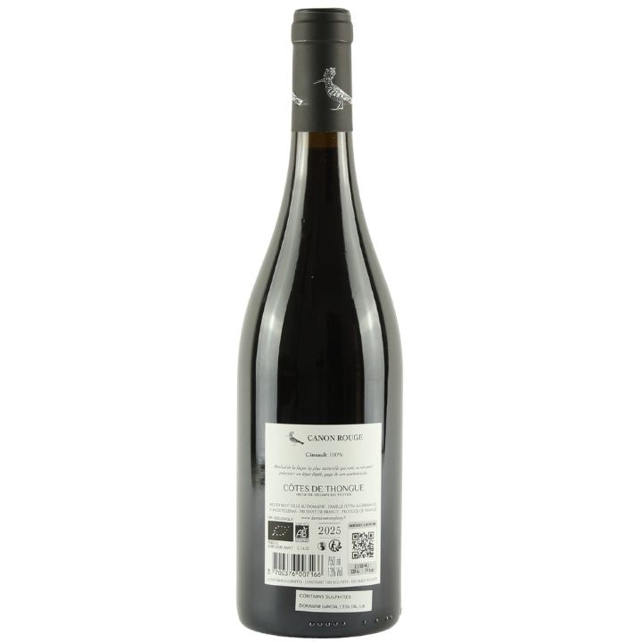 Domaine Monplezy, Canon Huppe Rouge 2025 back label on a white background