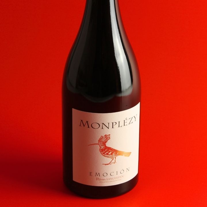 Domaine Monplezy, Emocion Rouge 2022 on a red background