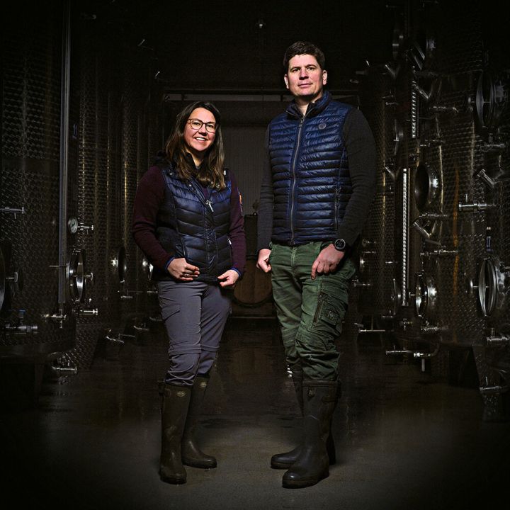 Alexandra and Bernhard Ecker, Winemakers and owners in their winery