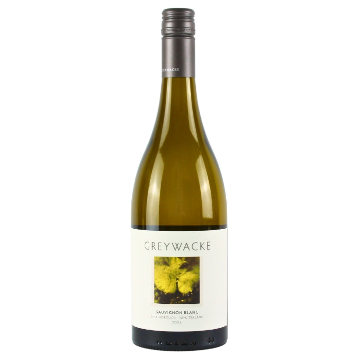 Bottle of Greywacke Sauvignon Blanc wine on a white background