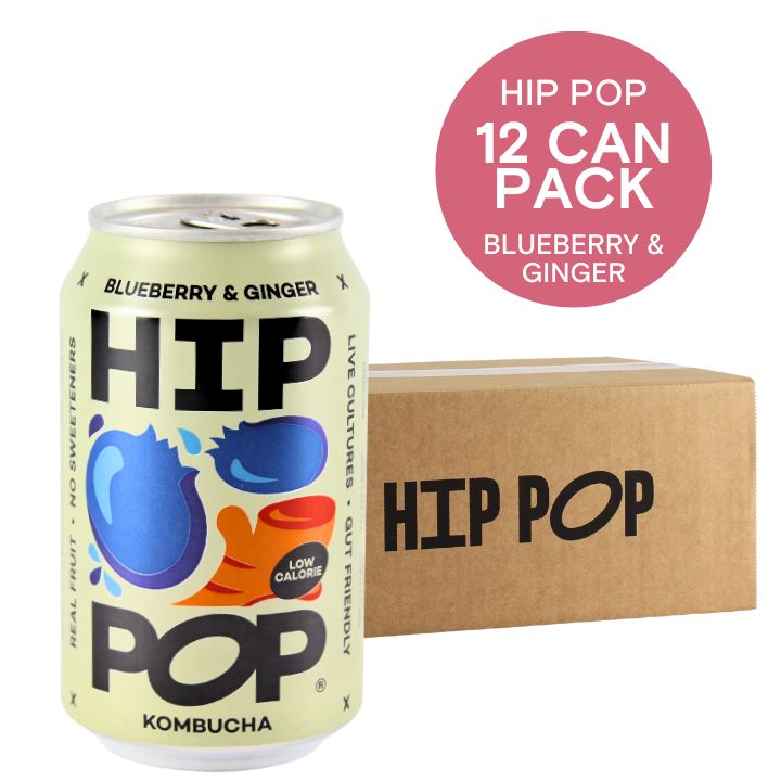 Hip Pop Bundle, Blueberry and Ginger Kombucha 12x330ml Pack