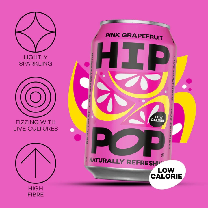 Hip Pop, Pink Grapefruit Living Soda 330ml