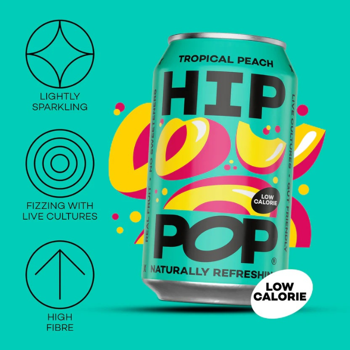 Hip Pop, Tropical Peach, Living Soda 330ml