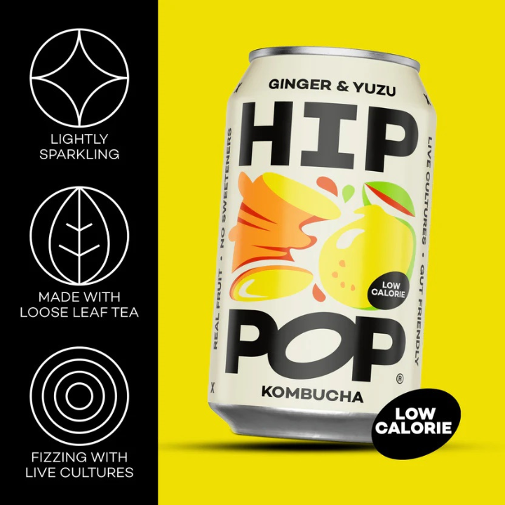 Hip Pop Bundle, Ginger Yuzu Kombucha 24x330ml Pack