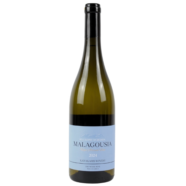 Wine bottle with a blue label on a white background