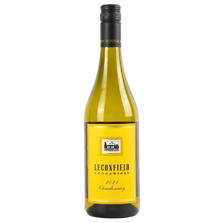 Leconfield Coonawarra Chardonnay wine bottle on a white background