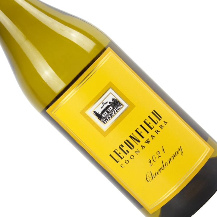 Leconfield Coonawarra Chardonnay wine bottle on a white background
