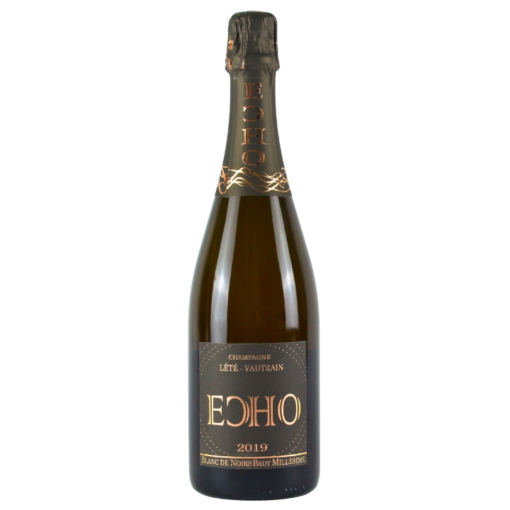 Bottle of Lete Vautrain Echo champagne on a white background