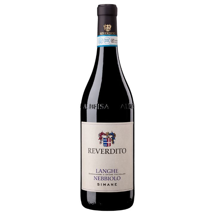 Reverdito Langhe Nebbiolo Simane Bottle against a white background