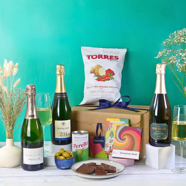 The Sparkling Selection Hamper – Sparkling Wines with Snacks &amp; Chocolate