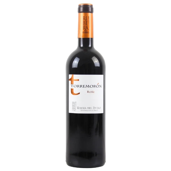 Torremorón wine bottle on a white background