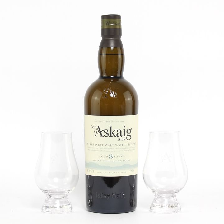Port Askaig 8YO Gift Pack inc. Glass (70cl, 45.8%) Bottle and Glasses