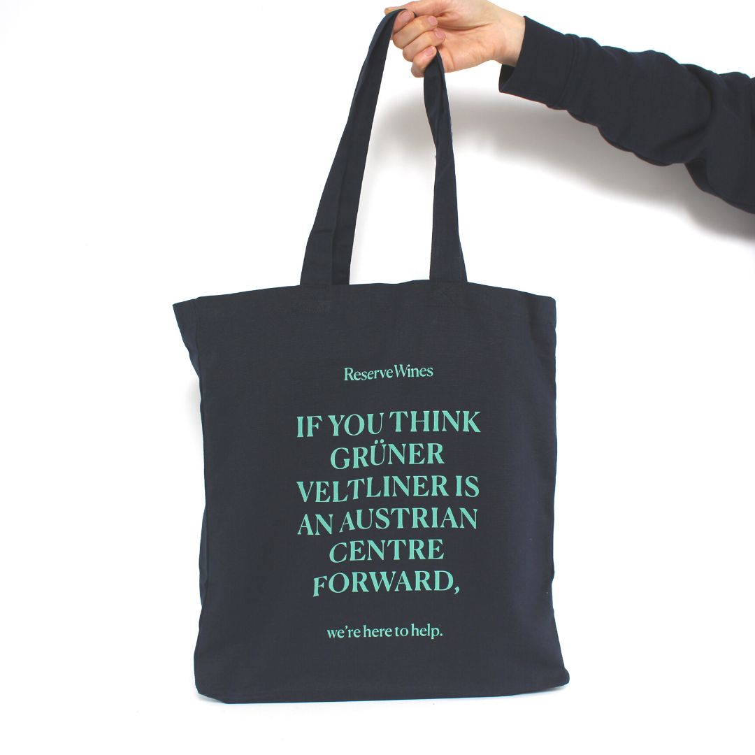 Reserve Wines Navy Tote Bag - Quote Design