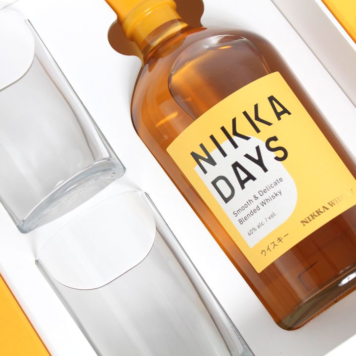 Reserve Wines | Nikka Days Gift Pack inc. 2 Glasses Inside the box close up