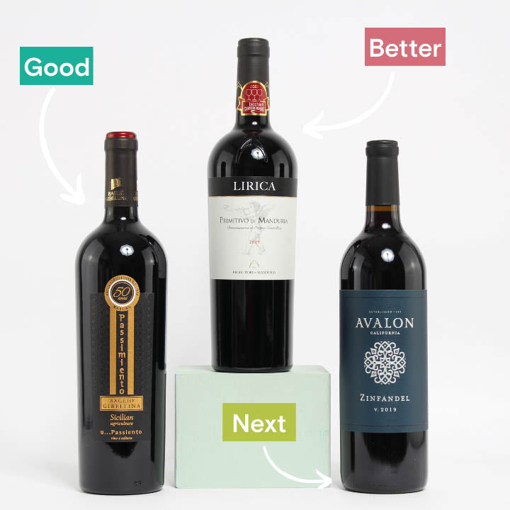 Reserve Wines. Good, Better, Next - Baglio U... Passimiento and two alternative wines to try.