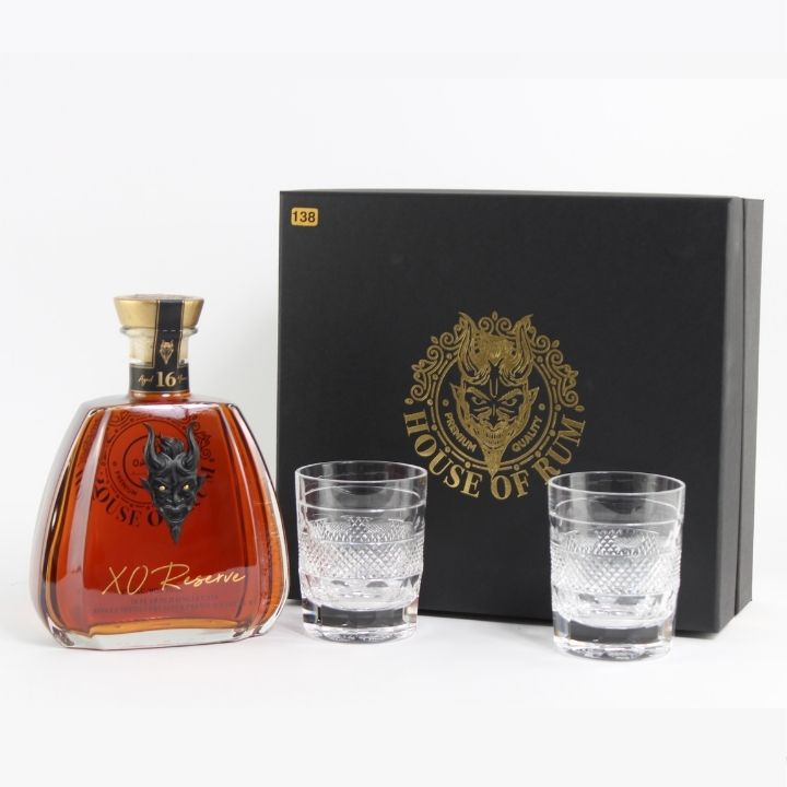 House of Rum XO 16 Year Old Single Cask Decanter & 2-Glass Luxury Pack