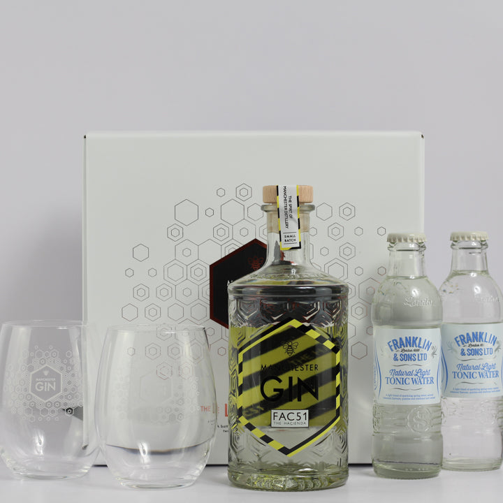 Manchester Gin, Fac 51 Hacienda Luxury Gift Set (inc. 2 glasses)