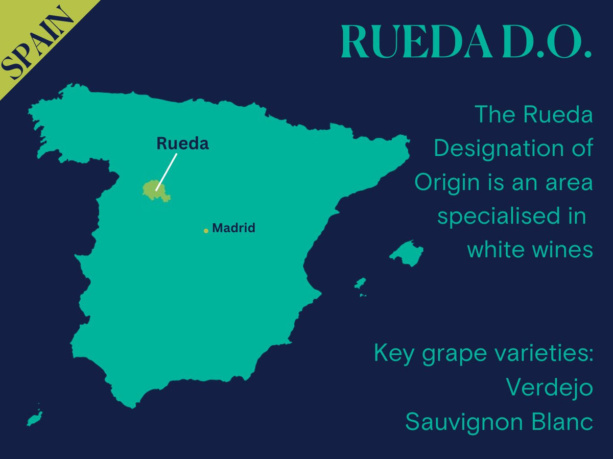 Map of Spain showing the location of Rueda D.O
