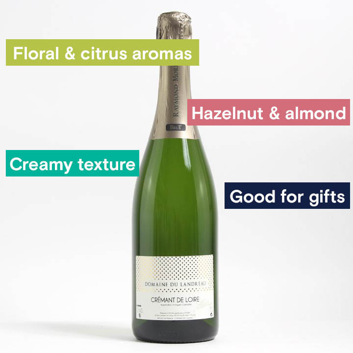 Reserve Wines. Domaine Landreau, Cremant de Loire Brut NV. Notes: Floral &amp; citrus aromas, hazelnut &amp; almond, creamy texture, Good for gifts