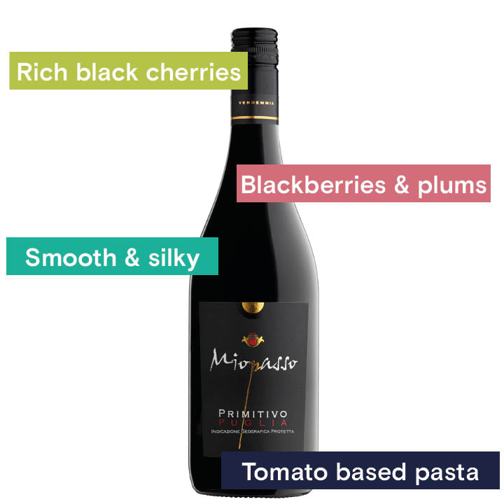 Rich black cherries, blackberries &amp; plums, smooth &amp; silky, tomato based pasta