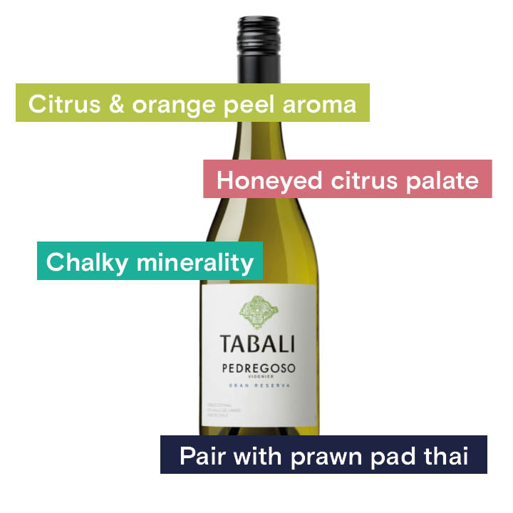 Citrus &amp; orange peel aroma, honeyed citrus palate, chalky minerality, pair with prawn pad thai.