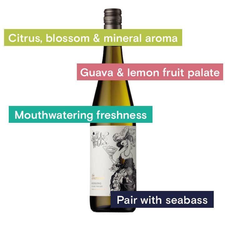 Citrus, blossom &amp; mineral aroma, guava &amp; lemon fruit palate, mouth watering freshness, pair with seabass.